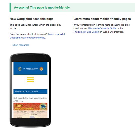 checking a mobile-friendly site
